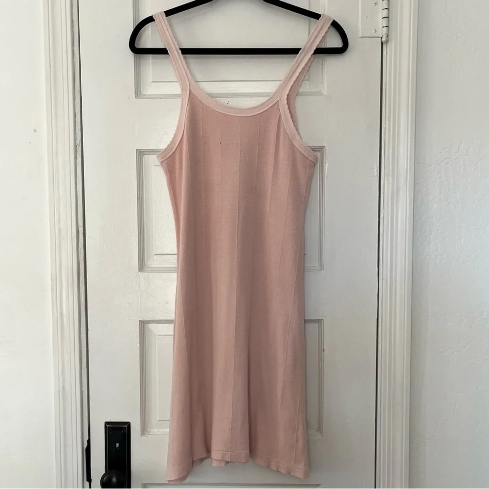 70s/80s Vintage Pink Cotton Slip Dress USA Made - Picture 3 of 7